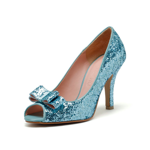 Glitter Layla, Tiffany Blue Glittering Peep Toe Court Shoes, Something ...