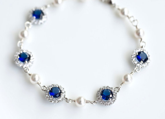 Bridal Bracelet, Blue Sapphire Bridal Bracelet, Something Blue Bracelet ...
