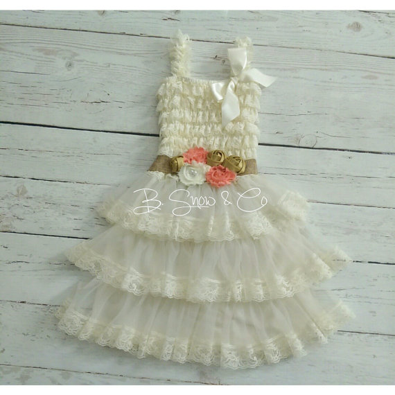 Lace Flower Girl Dress, Rustic Flower Girl Dress, Vintage Baby Dress ...