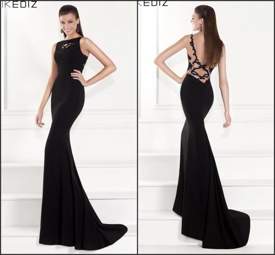 Custom 2015 Mermaid Evening Dresses Prom Black Beaded Backless Satin ...