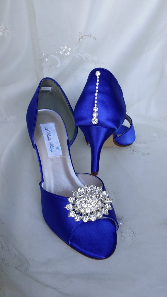 Wedding Shoes Blue Bridal Shoes With Crystal Bling Design Over 100 ...