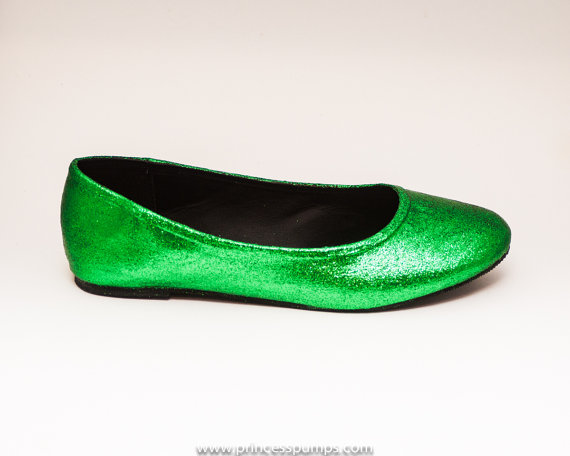 Glitter Kelly Green Ballet Flats Slippers Custom Shoes #2258532 - Weddbook