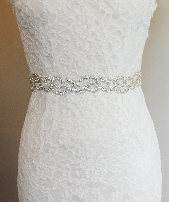 NATASHA - Crystal Beaded Bridal Belt Sash - Rhinestone Wedding Gown ...