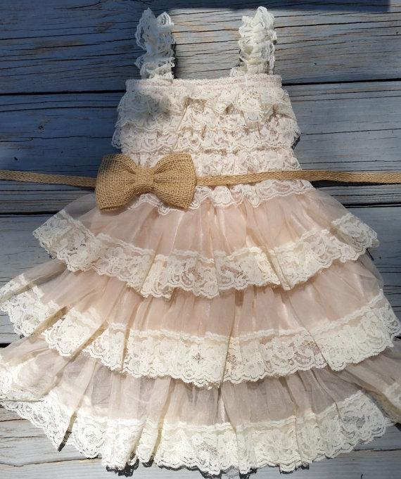 Rustic Flower Girl Dress - Lace Pettidress-Rustic Flower Girl-Country ...