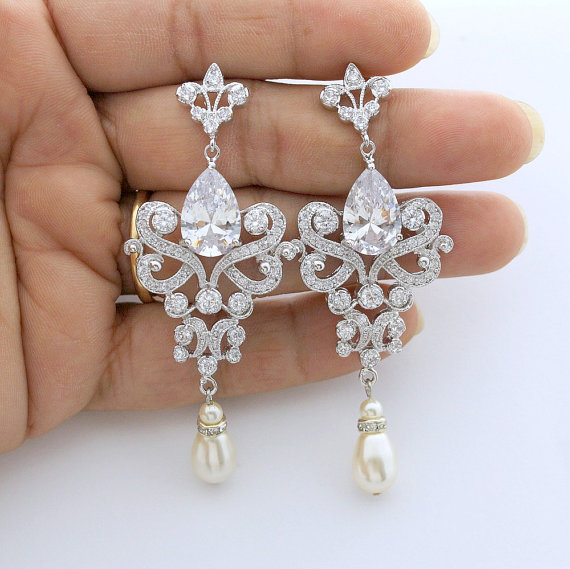 Wedding Chandelier Earrings Long Crystal Bridal Earrings Bridal Jewelry ...