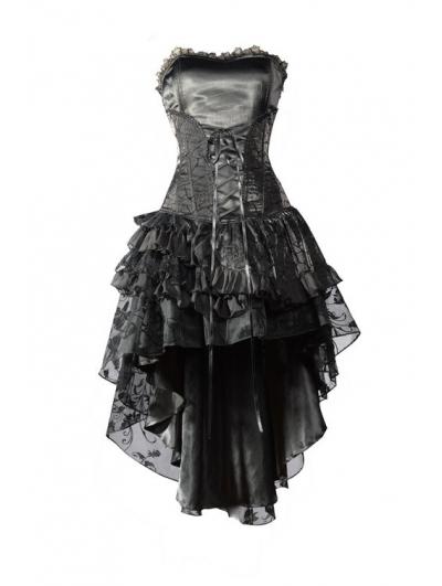 Black Corset High-Low Layer Skirt Gothic Party Dress #2274549 - Weddbook