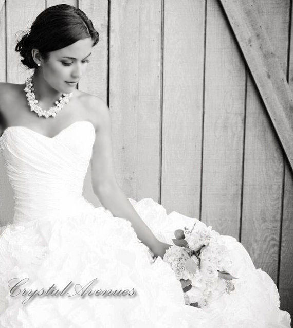 Bridal Necklace Chunky Pearl Wedding Jewelry Rhinestone Bridal Necklace Chunky Pearl Wedding Jewelry Rhinestone Swarovski Pearls Crystals Lillian