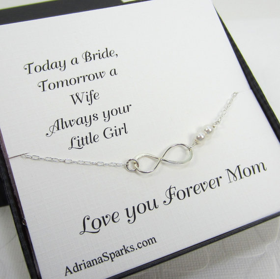 Mother Of The Bride Gift Infinity Personalized Bracelet With Thank Mother Of The Bride Gift Infinity Personalized Bracelet With Thank You Card Infinty Mom Bridal Jewelry