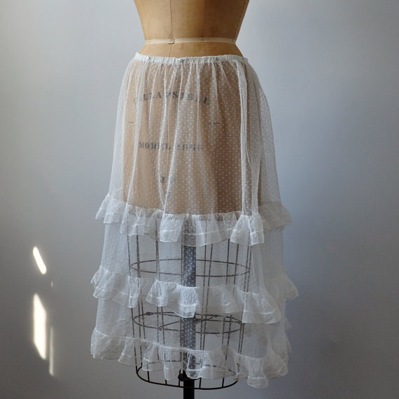 Rare Net Lace Ruffled Petticoat Slip Bridal Wedding Victorian White ...