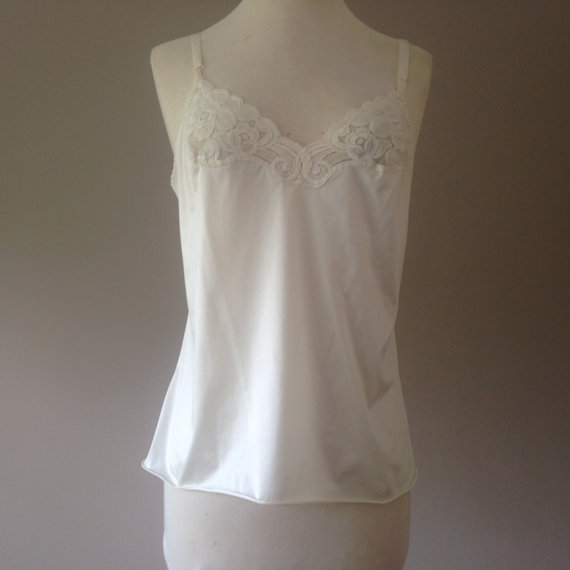 S / Nylon Camisole Lingerie Top With Lace / Size Small / By Vanity Fair ...