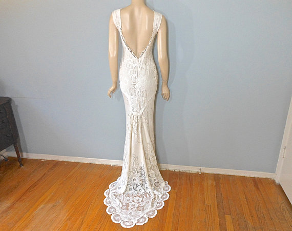 Vintage Inspired Wedding Dress BOHO Mermaid Lace Wedding Dress UNIQUE ...
