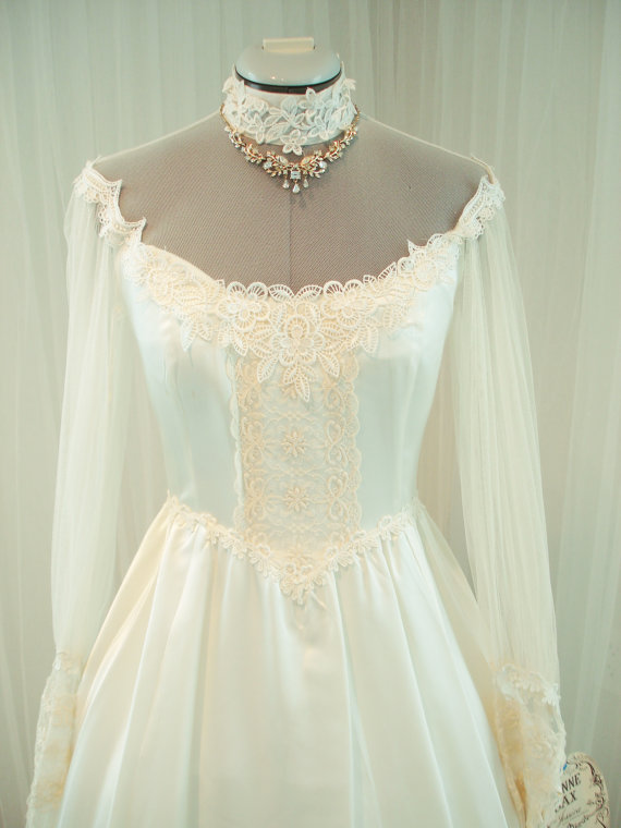 Original Vintage Gunne Sax Bridal Gown Wedding Dress In Creme Satin NWT ...