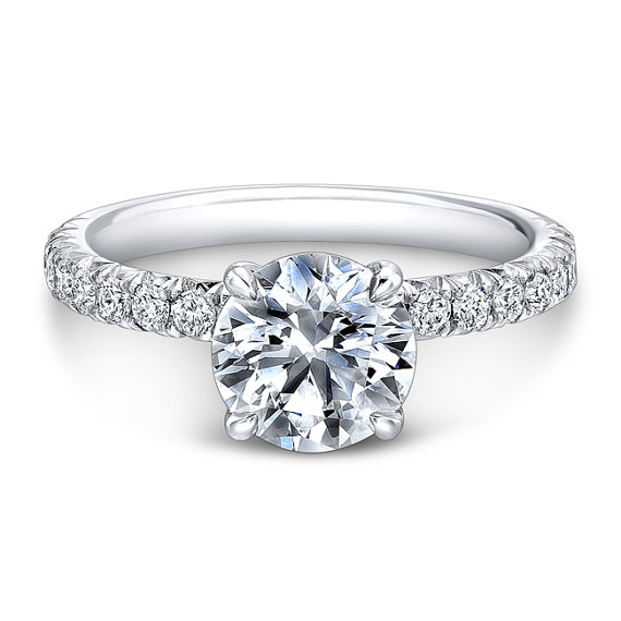 Solitaire Diamond French Pave Engagement Ring #2303776 - Weddbook