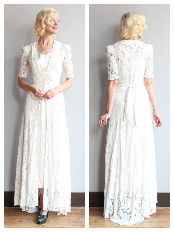 1930s Wedding Gown // Love & Lace Bridal Gown // Vintage 30s Lace Dress ...