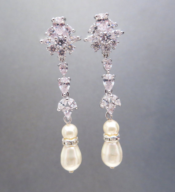 Long Bridal Earrings, Crystal Wedding Earrings, Wedding Jewelry ...