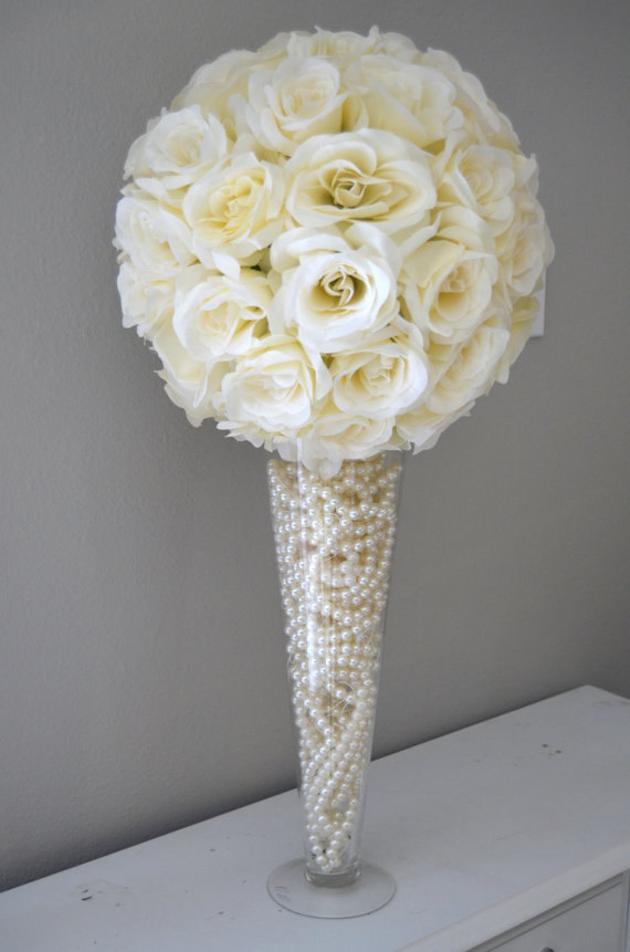 Premium Soft Silk Ivory Cream Flower Ball, WEDDING CENTERPIECE, Wedding ...