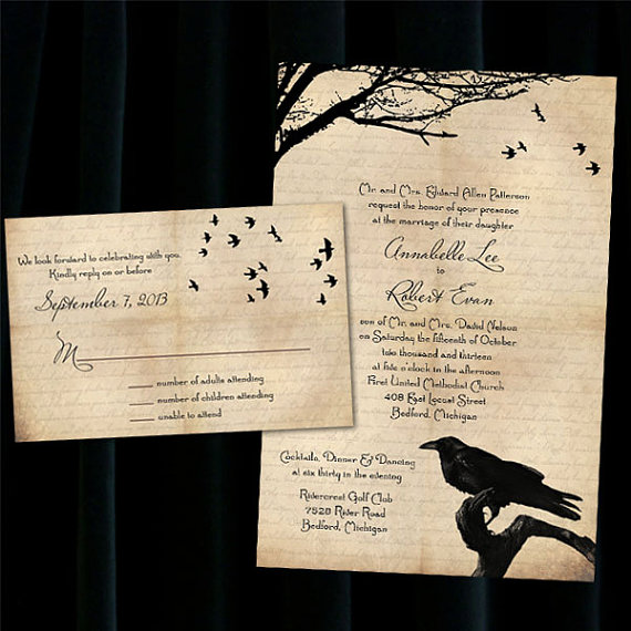 Custom Raven Halloween Wedding Invitations #2344746 - Weddbook