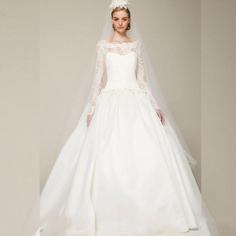 Vintage Long Sleeve 2016 Wedding Dresses Illusion Applique White Lace ...