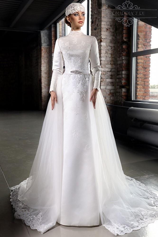 Stunning Muslim 2015 Winter Wedding Dresses With Long Sleeve Sash Tulle ...