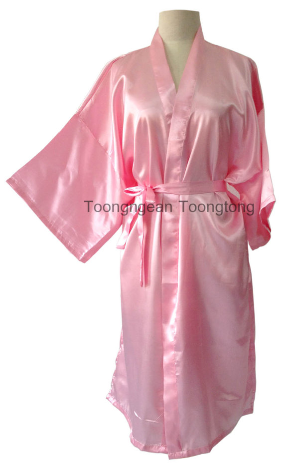 On Sale Kimono Robes Bridesmaids Silk Satin Light Pink Colour Gift ...