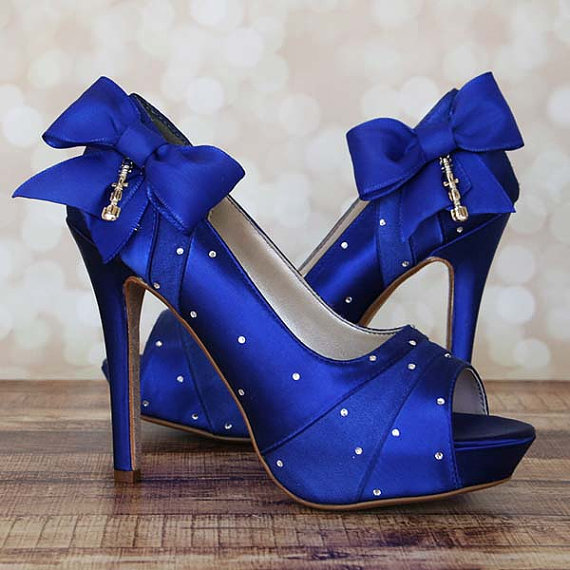 Wedding Shoes -- Royal Blue Platform Peep Toe Dr Who Themed Wedding ...