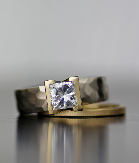 Lodestar Square Moissanite Modern Engagement Ring - Princess Cut ...