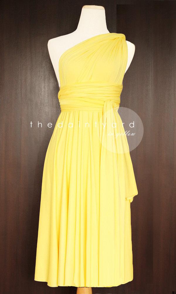 Short Straight Hem Yellow Infinity Dress Multiway Dress Bridesmaid ...