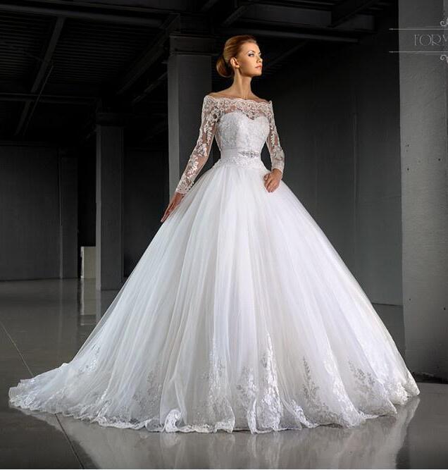 Stunning Bateau Neck Winter Wedding Dresses Long Sleeve Illusion Lace ...