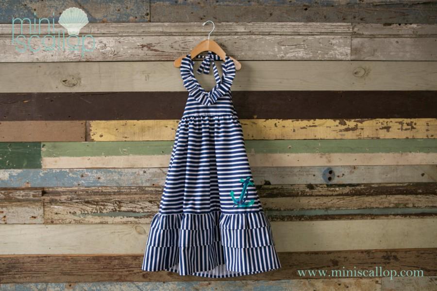 Girls Toddler Nautical Anchor Stripe Sailor Maxi Dress, Child Dress ...