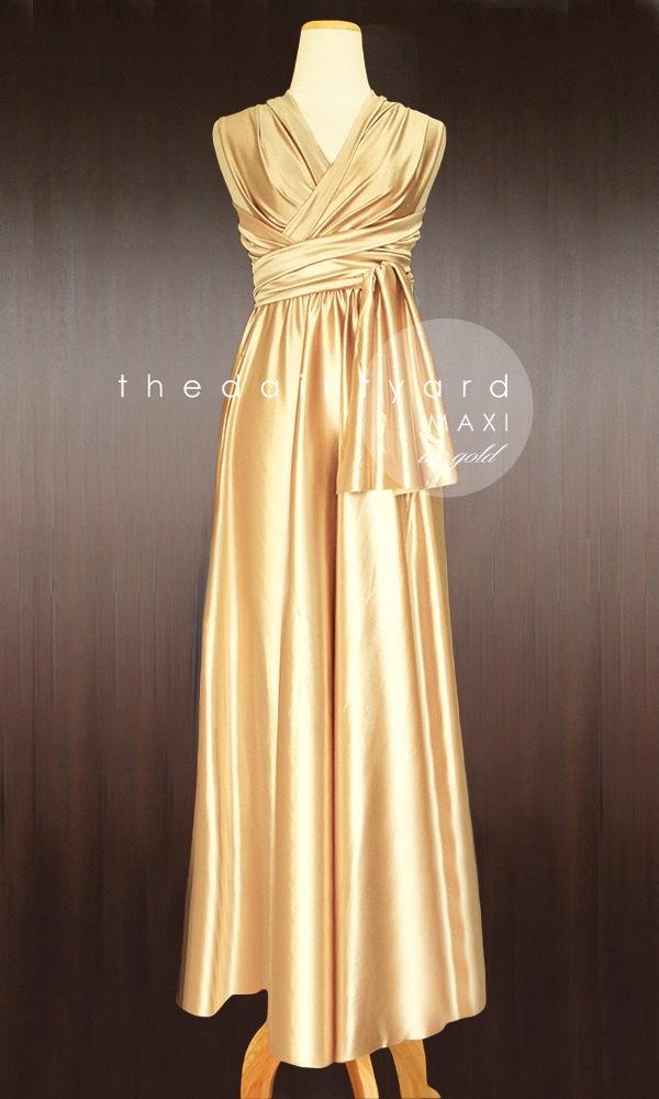 MAXI Gold Bridesmaid Dress Convertible Dress Infinity Dress Multiway ...