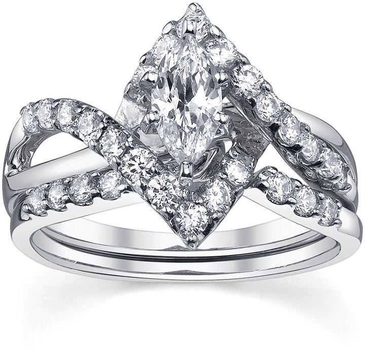 MODERN BRIDE Diamonore 1-1/5 CT. T.W. Simulated Diamond Marquise-Cut ...