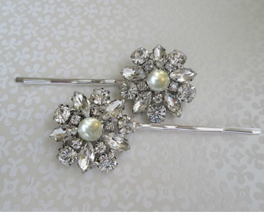 Ivory Pearl Hair Pin Wedding Hair Accessories Bridal Bobby Pins Crystal ...