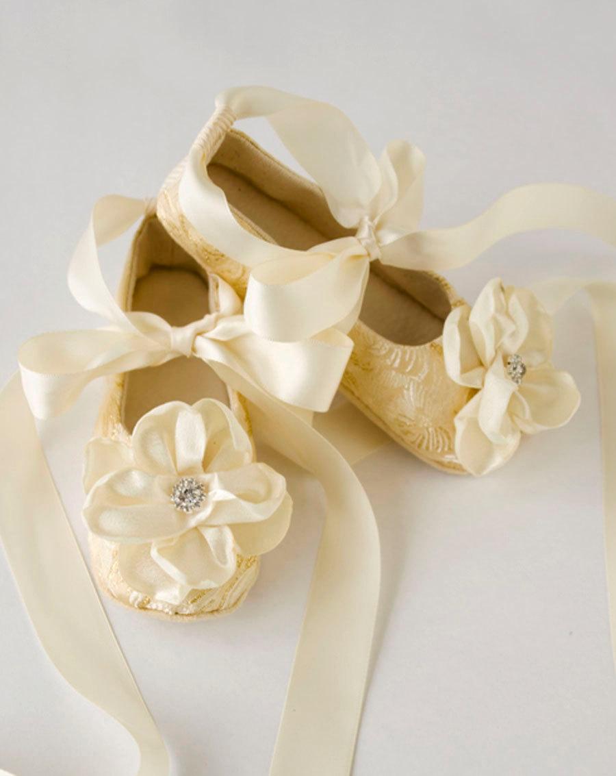 Gold Toddler Ballet Slippers - Flower Girl Shoes In Gold, Silver, Ivory ...
