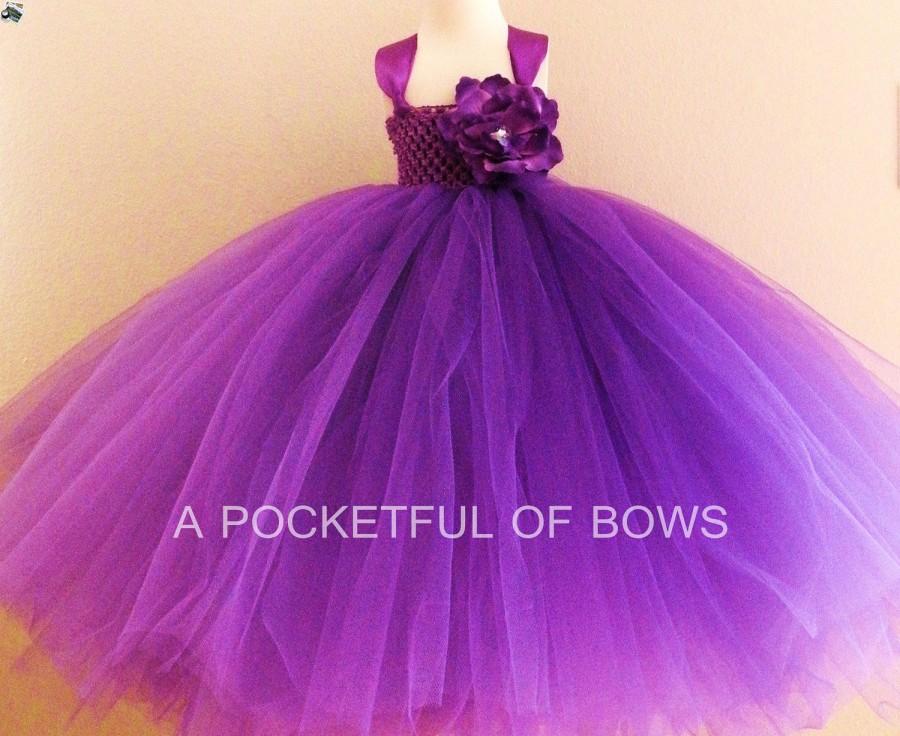 Purple Flower Girl Tutu Dress, Toddler Formal Dress, Long Tutu Dress ...