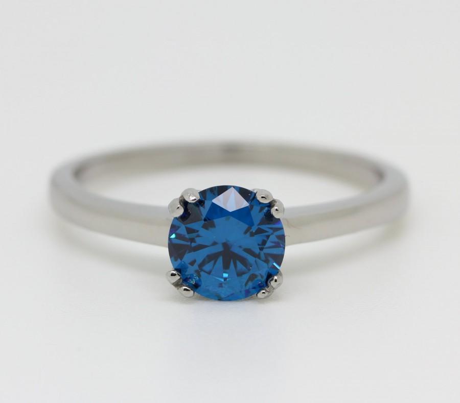 Genuine London Blue Topaz 1ct Solitaire Ring In Titanium Or White Gold ...
