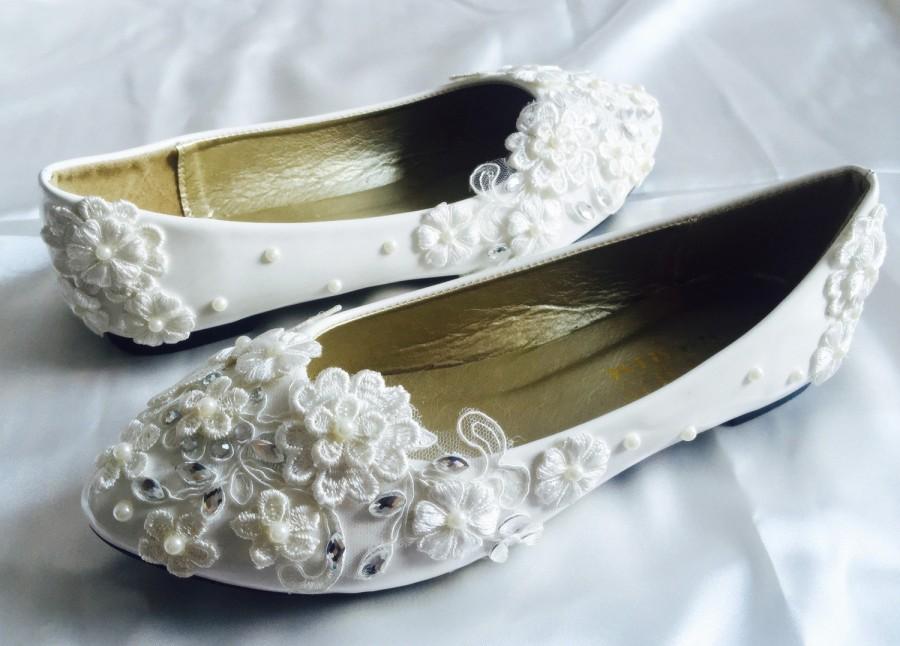 White Wedding Flats,Bridal Ballet Shoes,Comfortable Flats,Shoes Flat ...