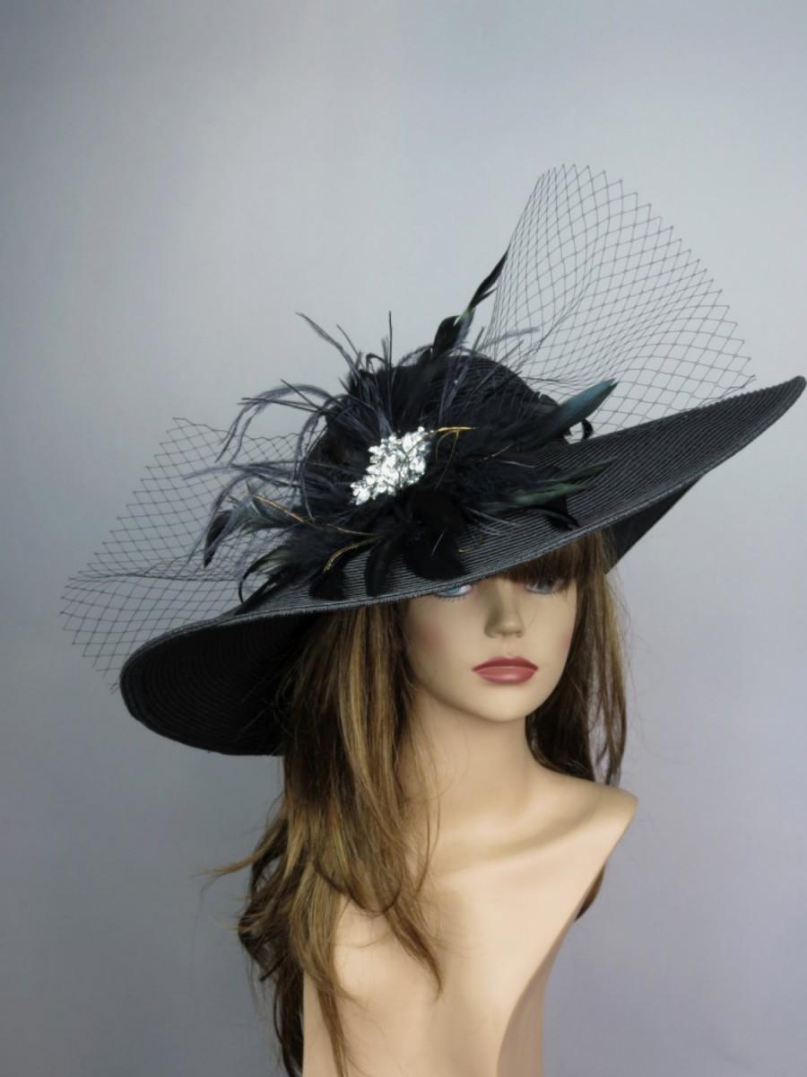 Black Church Wedding Hat Head Piece Kentucky Derby Hat Black Bridal ...