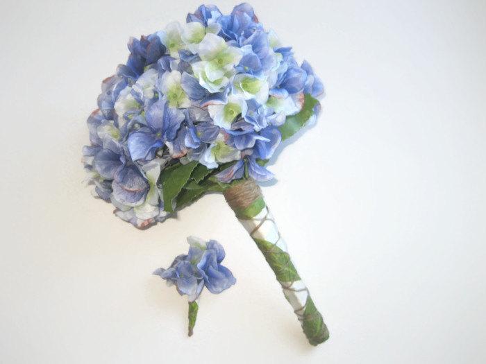 Decor - Blue/Green Hydrangea Wedding Bouquet #2434682 - Weddbook