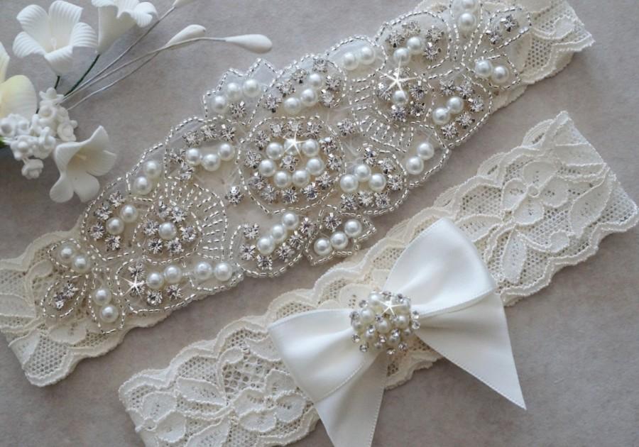 CLAIRE Style A-Wedding Garter - Bridal Garter - Pearl And Crystal ...