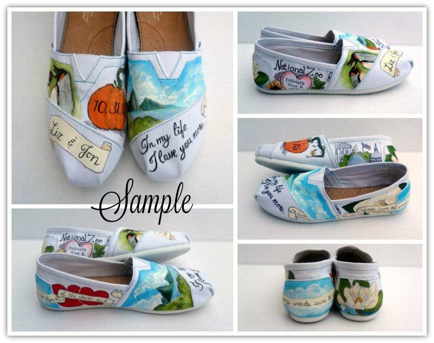 Bride's Wedding Story Painted TOMs Custom Wedding Shoes, Bridal Shoes ...