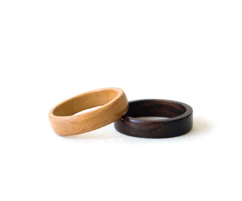Engagement Wood Ring, His And Her Rings, Wedding Wood Bands, Weeding ...