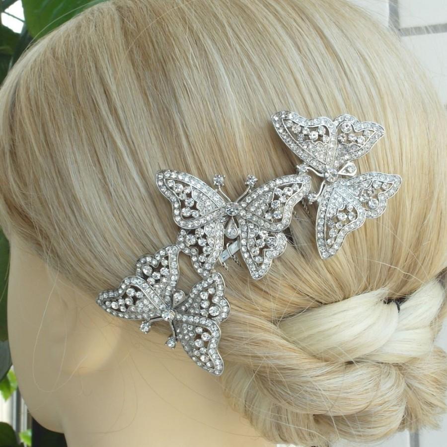 VanessaJewel Bridal Hair Accessories 4.13 Inch Silver-tone Clear ...