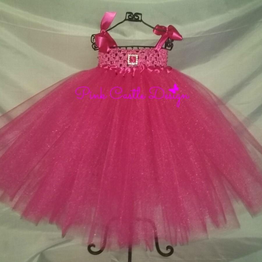 Fuchsia Dress,Rhinestone Buckle,Fun Satin Straps,Satin Overlay,Bow In ...