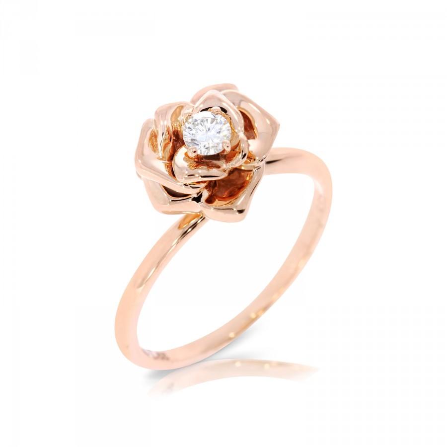 Flower Engagement Ring, Rose Ring, Flower Ring Rose Gold, Valentine's ...
