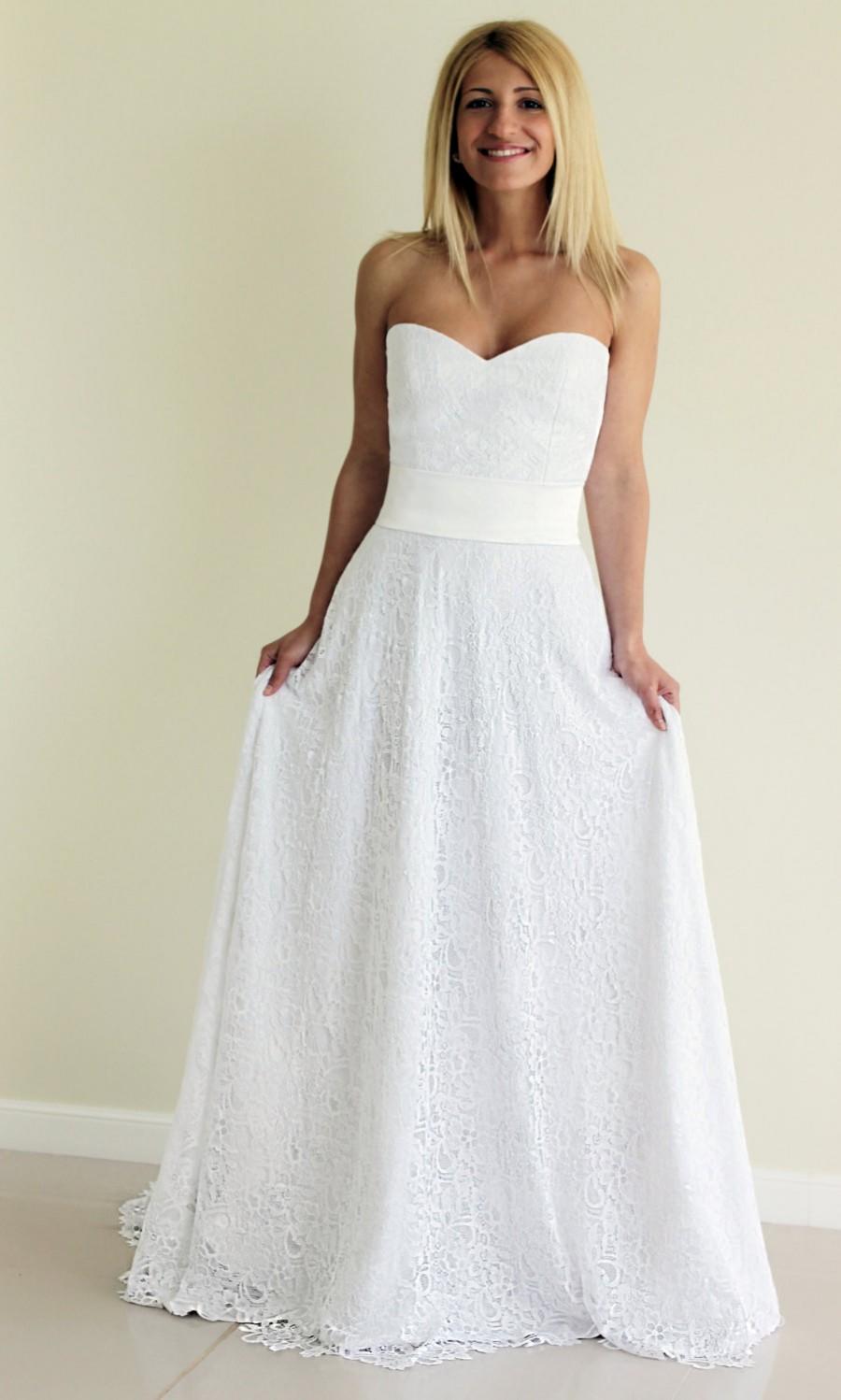 SAMPLE SALE! White Lace Gown, Sweetheart Neckline, A-line Skirt, Long ...