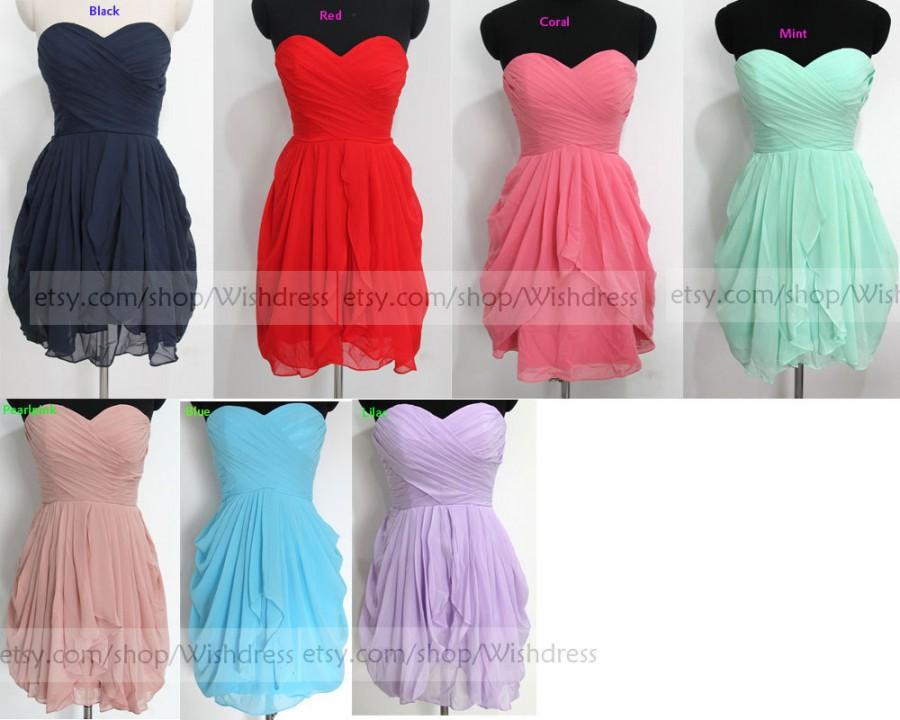 Coral/Blue/Mint/Lilac/ Red BlackShort Bridesmaid Dress/Mismatch ...