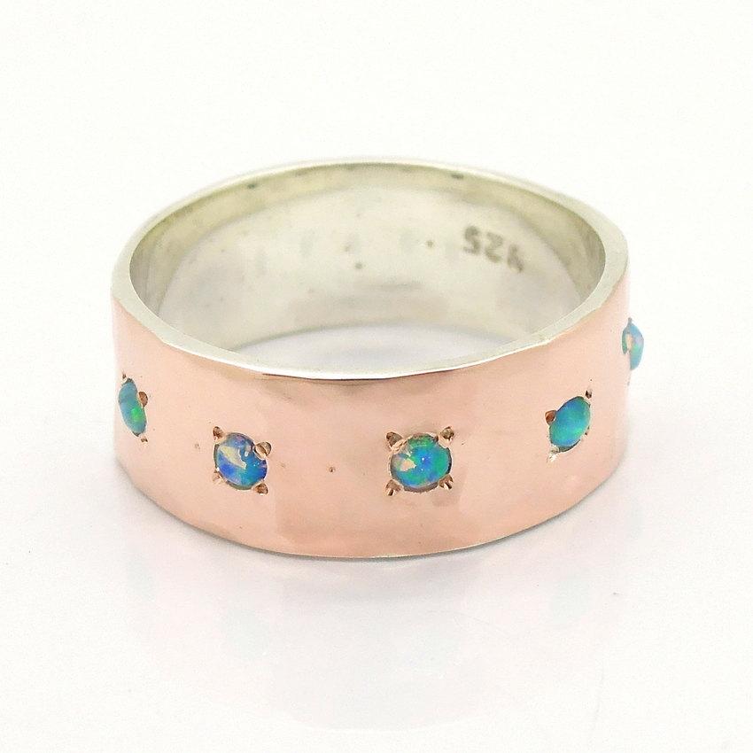 Opal Ring With Hammered Rose Gold & Silver #2459170 - Weddbook