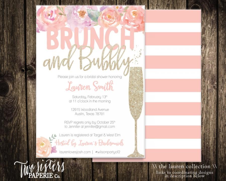 Floral Brunch And Bubbly Bridal Shower Invitation - LAUREN Collection ...