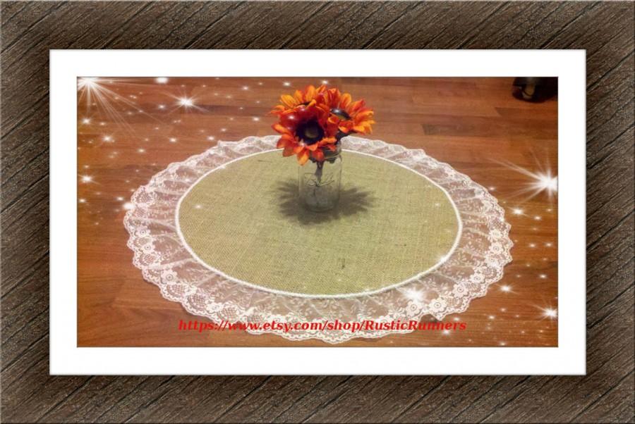 Rustic Charm Spring Wedding Table, Burlap Round Table Runner
