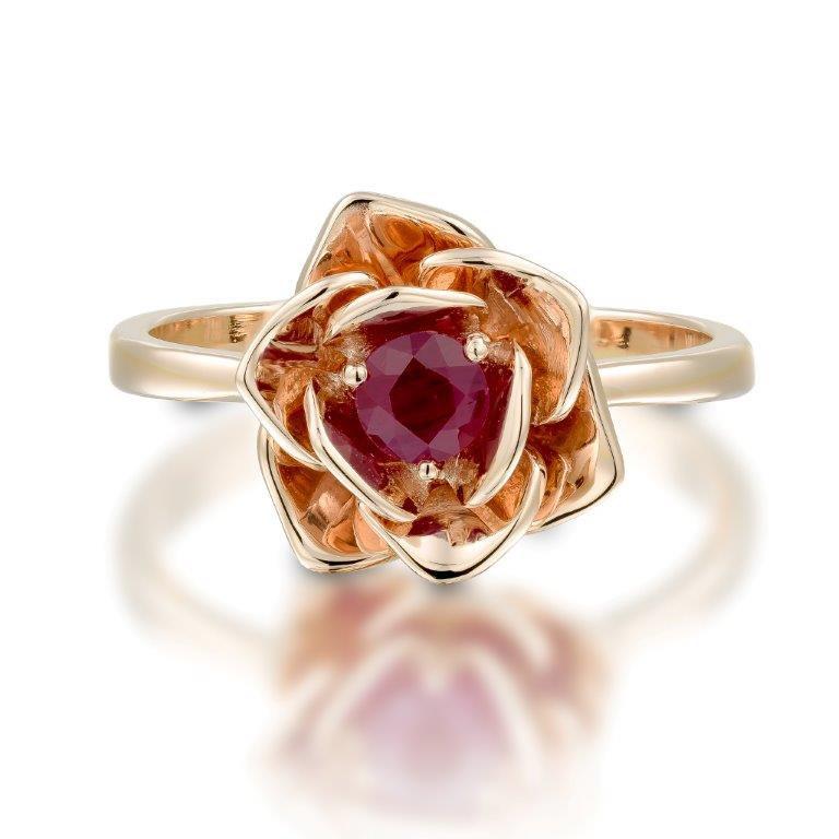 Flower Ring 14k Rose Gold, Ruby Ring, Floral Ring, Engagement Ring ...
